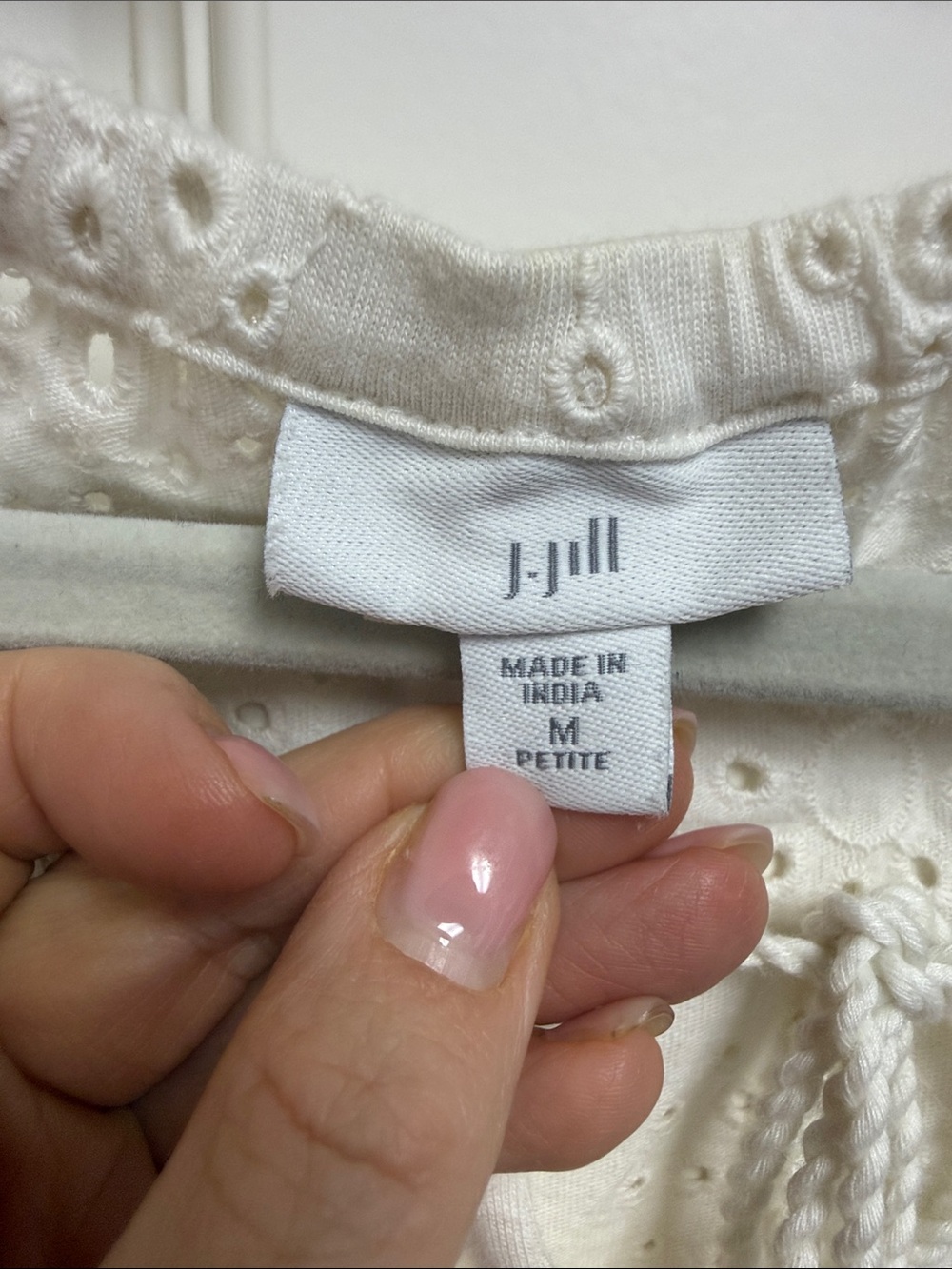 J. Jill Cream Eyelet Blouse with Tassel - Picture 2 of 7